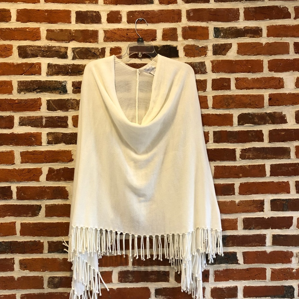 White Fringed Poncho